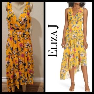 🆕️Eliza J yellow floral tier asymmetrical maxi dress 14
